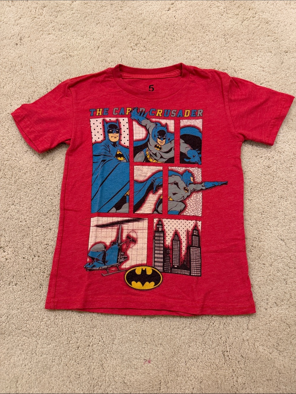 Kids Batman Red Kids T-Shirt Costume Graphic Tee, size 5